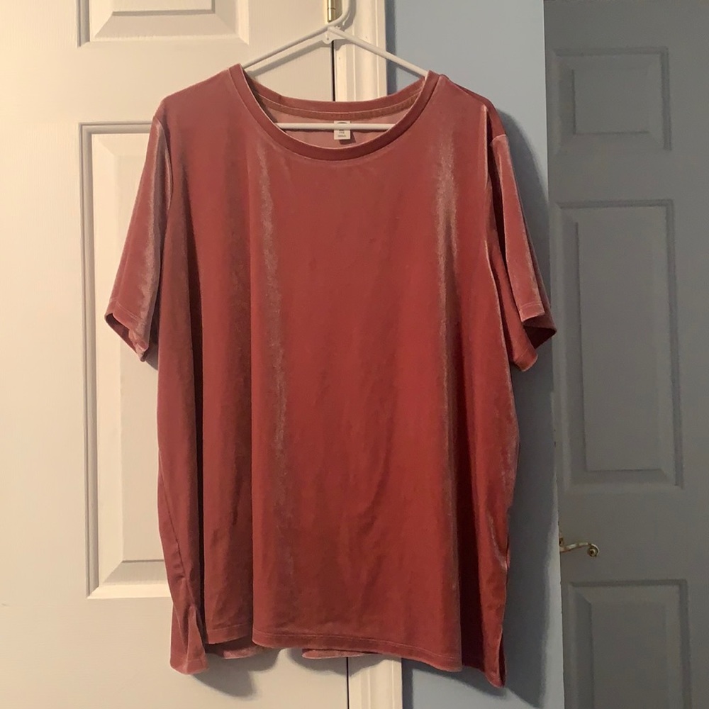 XXL Pink Velvet Short Sleeved Shirt (Old Navy)